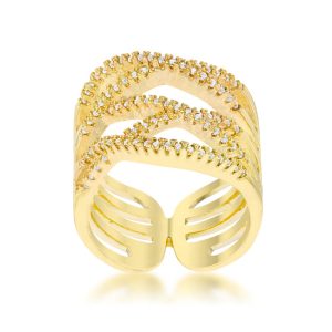 Mandy 0.6ct CZ 14k Gold Contemporary Wide Ring - Image 2