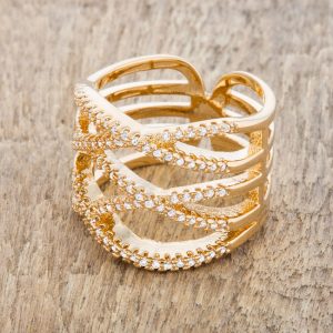 Mandy 0.6ct CZ 14k Gold Contemporary Wide Ring - Image 5