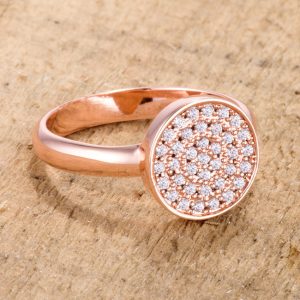 0.2ct CZ Rose Gold Pave Circle Ring - Image 2