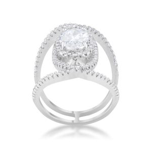 Maura 2.4ct CZ Rhodium Contemporary Cocktail Ring - Image 2