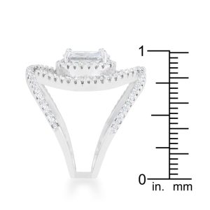 Maura 2.4ct CZ Rhodium Contemporary Cocktail Ring - Image 4