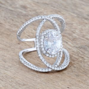 Maura 2.4ct CZ Rhodium Contemporary Cocktail Ring - Image 5