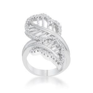 Lina 0.4ct CZ Rhodium Leaf Wrap Ring - Image 2