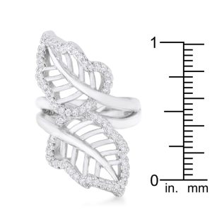 Lina 0.4ct CZ Rhodium Leaf Wrap Ring - Image 3