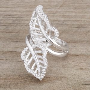 Lina 0.4ct CZ Rhodium Leaf Wrap Ring - Image 5