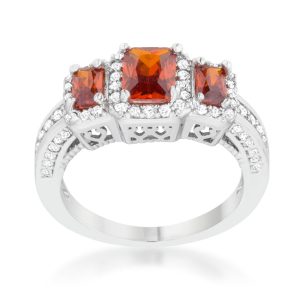 Rita 2.3ct Garnet CZ Rhodium Classic Trio Ring - Image 2