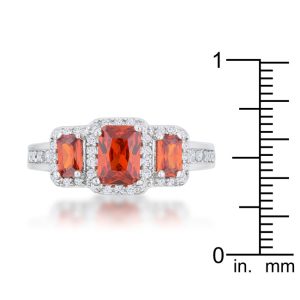 Rita 2.3ct Garnet CZ Rhodium Classic Trio Ring - Image 3