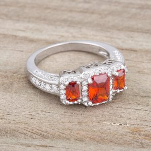 Rita 2.3ct Garnet CZ Rhodium Classic Trio Ring - Image 5