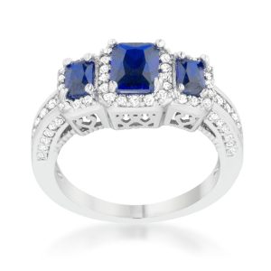 Rita 2.3ct Sapphire CZ Rhodium Classic Trio Ring - Image 2