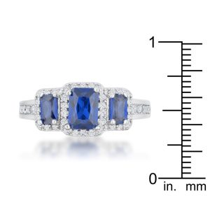 Rita 2.3ct Sapphire CZ Rhodium Classic Trio Ring - Image 3