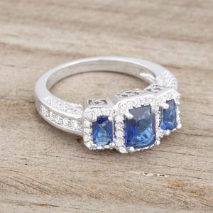 Rita 2.3ct Sapphire CZ Rhodium Classic Trio Ring - Image 5