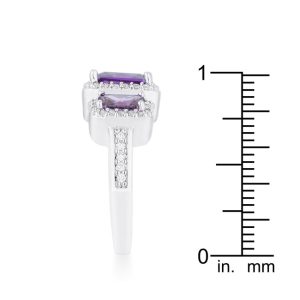 Rita 2.3ct Amethyst CZ Rhodium Classic Trio Ring - Image 4