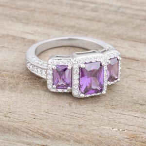 Rita 2.3ct Amethyst CZ Rhodium Classic Trio Ring - Image 5