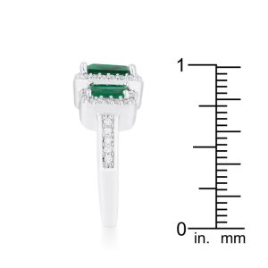 Rita 2.3ct Emerald CZ Rhodium Classic Trio Ring - Image 5