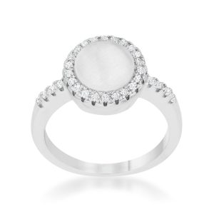 Patricia 0.3ct CZ White Cat's Eye Rhodium Classic Ring - Image 2