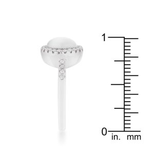Patricia 0.3ct CZ White Cat's Eye Rhodium Classic Ring - Image 4