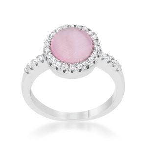 Patricia 0.3ct CZ Pink Cat's Eye Rhodium Classic Ring - Image 2