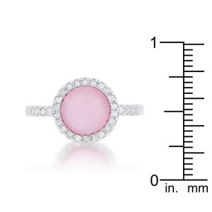 Patricia 0.3ct CZ Pink Cat's Eye Rhodium Classic Ring - Image 3