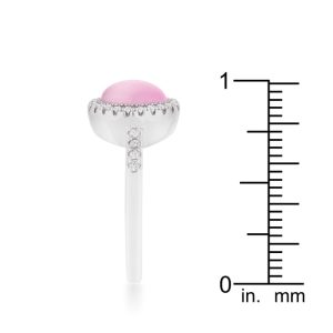 Patricia 0.3ct CZ Pink Cat's Eye Rhodium Classic Ring - Image 4