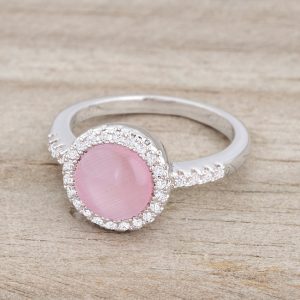 Patricia 0.3ct CZ Pink Cat's Eye Rhodium Classic Ring - Image 5