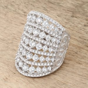 Charlyn 2.5ct Rhodium CZ Statement Cocktail Ring - Image 5