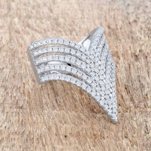 Vera 1.42ct CZ Rhodium Vintage Inspired Cocktail Ring - Image 5