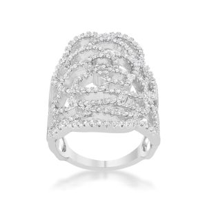 Rosa 1.25ct CZ Rhodium Filigree Cocktail Ring - Image 2