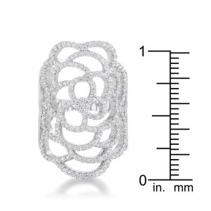 Rosa 1.25ct CZ Rhodium Filigree Cocktail Ring - Image 3