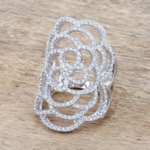 Rosa 1.25ct CZ Rhodium Filigree Cocktail Ring - Image 5