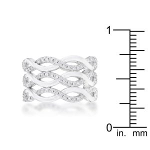 Contemporary 0.88ct CZ Rhodium Twist Wide Cocktail Ring - Image 3