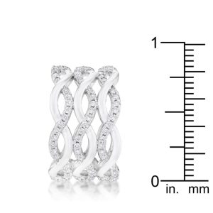 Contemporary 0.88ct CZ Rhodium Twist Wide Cocktail Ring - Image 4