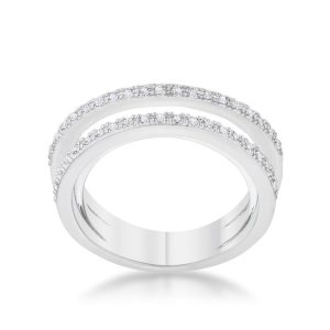 Lynn 0.25ct CZ Rhodium Twisted Trio Band Ring - Image 2