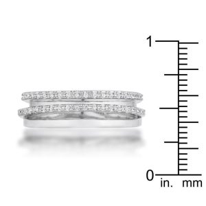 Lynn 0.25ct CZ Rhodium Twisted Trio Band Ring - Image 3