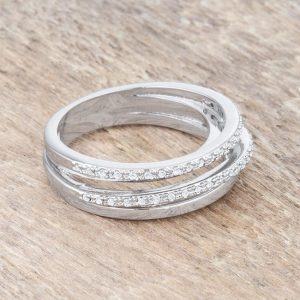 Lynn 0.25ct CZ Rhodium Twisted Trio Band Ring - Image 5