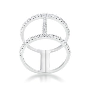 Christina 0.3ct CZ Rhodium Open Contemporary Wide Ring - Image 2