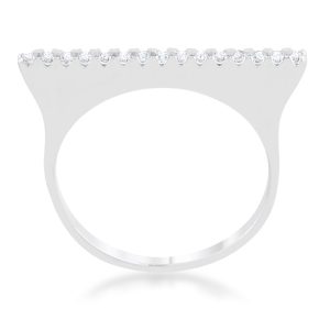 Karolina 0.2ct CZ Rhodium Contemporary Simple Ring - Image 2