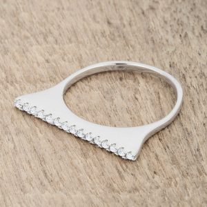 Karolina 0.2ct CZ Rhodium Contemporary Simple Ring - Image 5