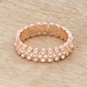 Clara 1ct CZ Rose Gold Textured Bezel Set Eternity Ring - Image 5