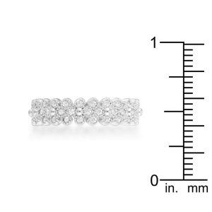 Clara 1ct CZ Rhodium Textured Bezel Set Eternity Ring - Image 3