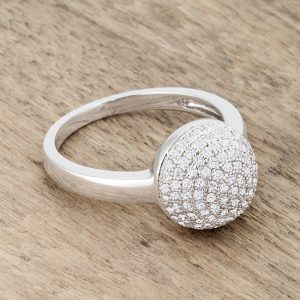 Brie 0.6ct CZ Rhodium Contemporary Sphere Ring - Image 5