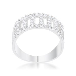 Rey 0.5ct CZ Rhodium Contemporary Band Ring - Image 2
