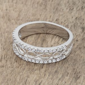 Rema 0.4ct CZ Rhodium Contemporary Infinity Band Ring - Image 5