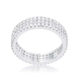 Chare 1.3ct CZ Rhodium Classic Band Ring - Image 2