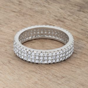 Chare 1.3ct CZ Rhodium Classic Band Ring - Image 5
