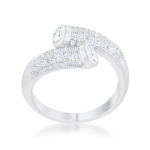 Perry 0.62ct CZ Rhodium Contemporary Wrap Ring - Image 2