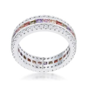 Paula 1.75ct Multicolor CZ Classic Band Ring - Image 2