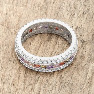Paula 1.75ct Multicolor CZ Classic Band Ring - Image 5