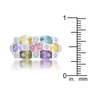 Mina 3.1ct Multicolor CZ Rhodium Cocktail Ring - Image 3