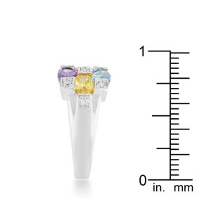 Mina 3.1ct Multicolor CZ Rhodium Cocktail Ring - Image 4