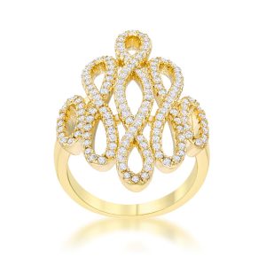 Natasha 0.94ct CZ 14k Gold Contemporary Cocktail Ring - Image 2